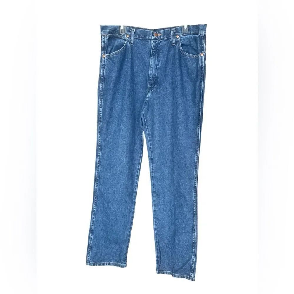 Wrangler Blue Rugged Wear Relaxed Work Casual Denim Jeans Mens 36-34 Like New